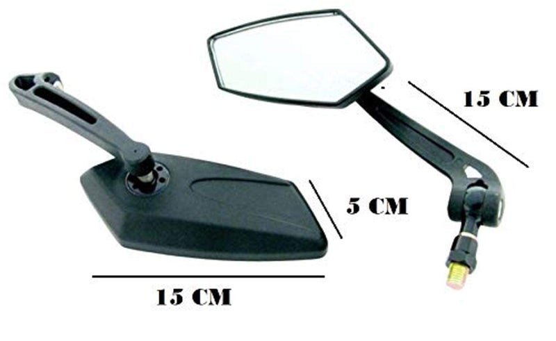 AOWbikes Fancy Small 5 Edge Rear View Mirror for Bajaj Pulsar AS 150 (Pack of 2), Black (Model: KOSO-28) - Image 4
