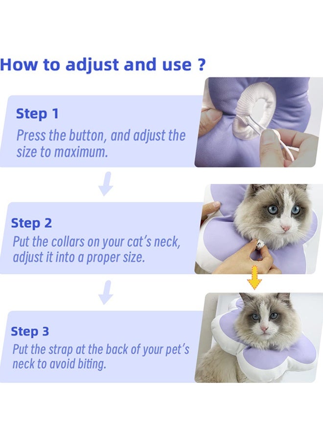 Cat Cone Collar Cute Flower Waterproof Elizabethan e Collar for Cat and Small Dog Anti Bite Lick Wound Healing Protective Neck Cone After Surgery Recovery Collar for Small Pet Purple S - Image 5