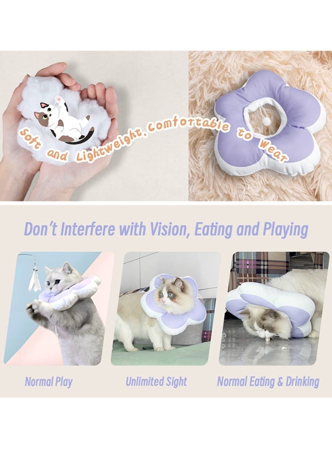 Cat Cone Collar Cute Flower Waterproof Elizabethan e Collar for Cat and Small Dog Anti Bite Lick Wound Healing Protective Neck Cone After Surgery Recovery Collar for Small Pet Purple S - Image 2