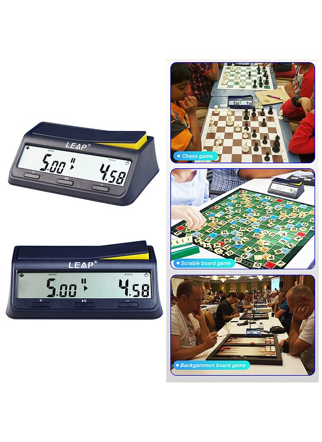 LEAP - Chess Clock Digital Chess Timer Count Up Down with Bonus Delay and Alarm Function for Professional Chess Board Game - Image 1
