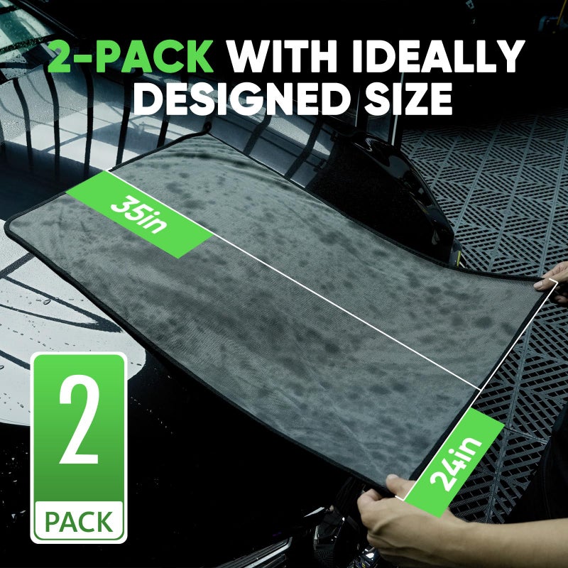 KKV 2-Pack Microfiber Towels (35"x 24") Extra Large Ultra Absorbent Drying Towel for Cars and Trucks, Without Streaks, Scratches, or Water Spots - Image 3