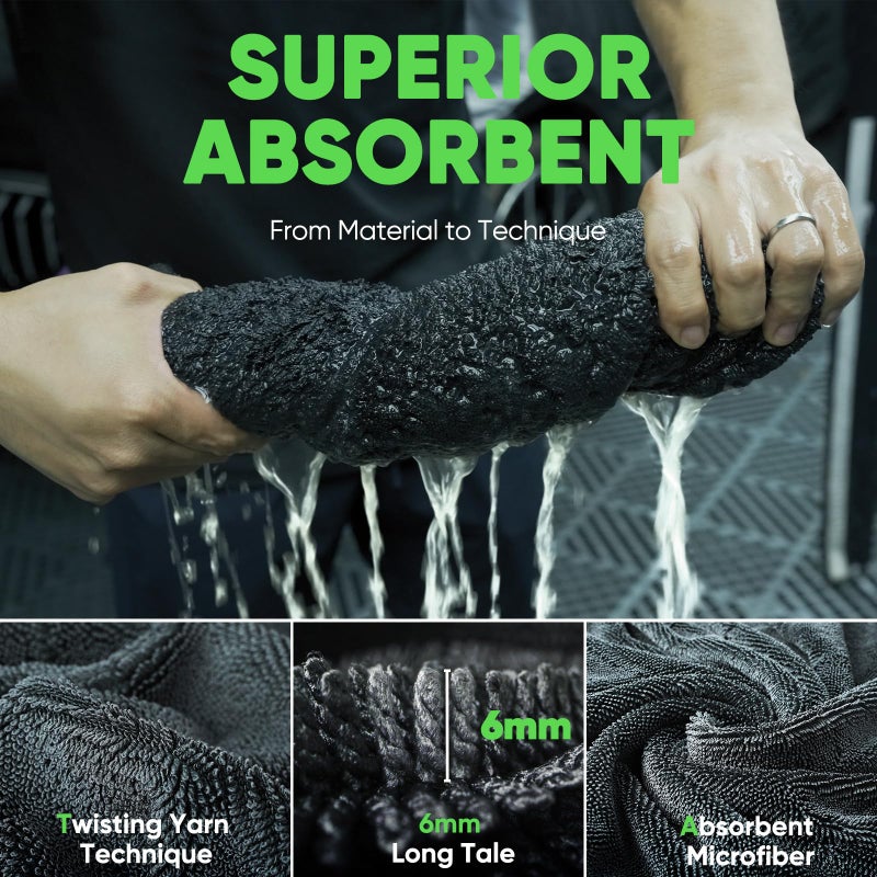 KKV 2-Pack Microfiber Towels (35"x 24") Extra Large Ultra Absorbent Drying Towel for Cars and Trucks, Without Streaks, Scratches, or Water Spots - Image 4