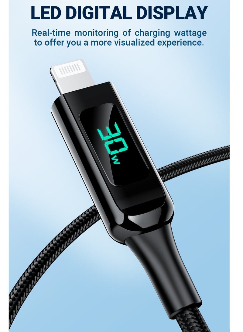 ACEFAST C6-01 30W USB-C to Lightning zink alloy digital display braided charging data cable - Image 5
