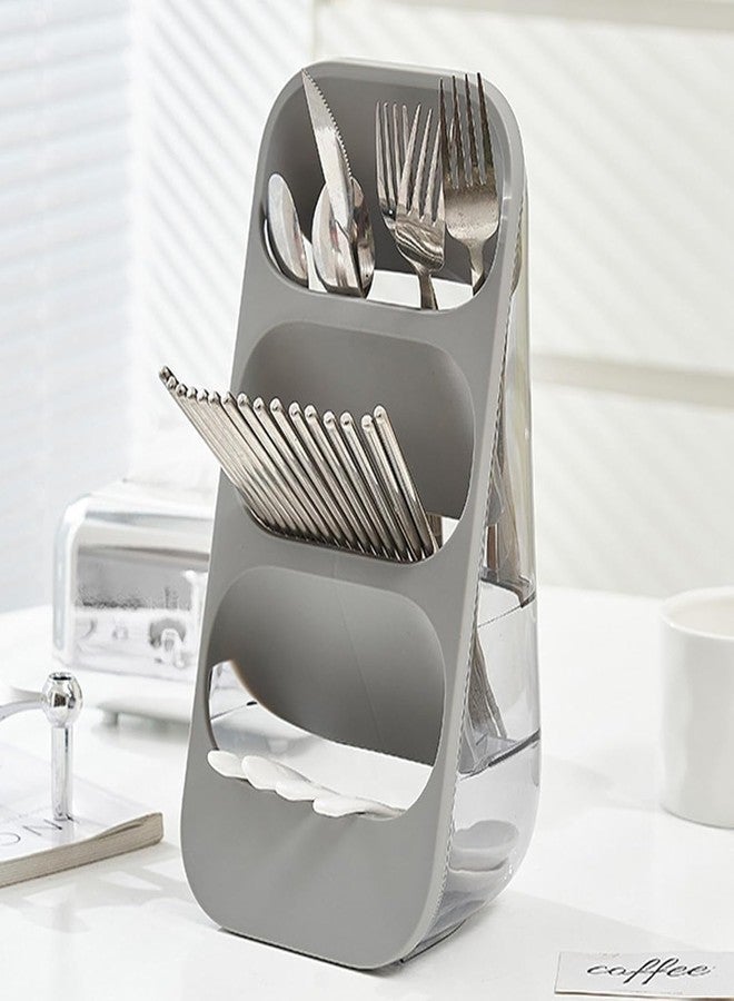 Perfect Pricee Plastic 3-Tier Utensil Organizer for Kitchen Cutlery Holder with Drain Tray & Non-Slip Base Space-Saving Cutlery Rack for Spoons, Forks, Knives & Chopsticks - Image 1