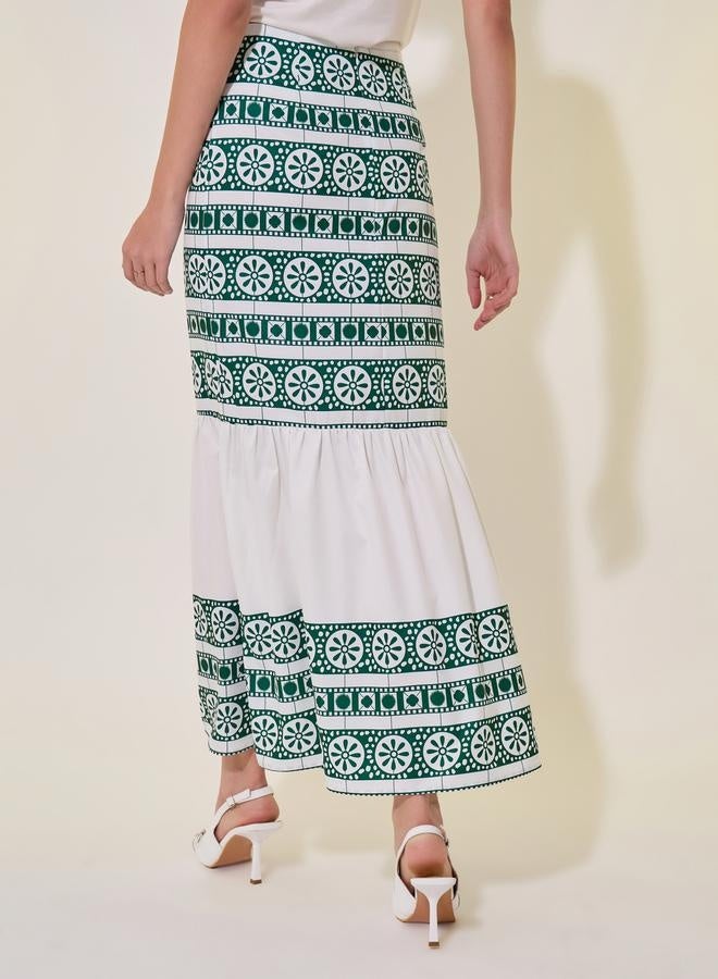 Take Two Printed Mid-Rise Ruffle Hem Midi Skirt  - Image 4