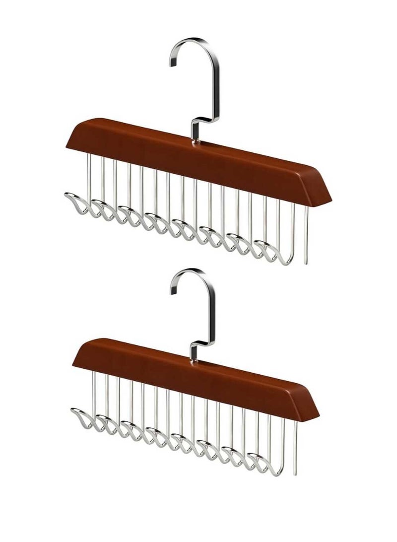 2 Pack Smart Hook Clothes Hanger and Organizer with 8 Hooks for Organizing Scarves, Women's Underwear, and Men's Tie Puller - 8 Hook Closet Hanger and Organizer - Organize clothes and save space with this unique piece; Perfect for organizing pants, scarves, and ties smoothly and easily - Multi-Hook Clothes Organizer - 8 Stainless Steel Hooks - Space Saving and Smart Design - Perfect for Pants and Scarves - Image 1