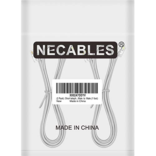 NECABLES 2Pack Phone Cord 1ft Telephone Cord Phone Cable RJ11 6P4C Male to Male for Landline and Fax - 1 Foot - Image 4