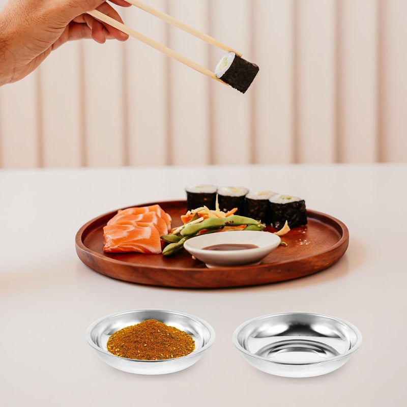 Cabilock 10 Pack 314inch Stainless Steel Sauce DishesStainless Steel Round Sauce Dishes Mustard Bowls Mini Individual Saucers Bowl Round Seasoning Dishes Sushi Dipping Bowl Appetizer Plates Sliver - Image 5
