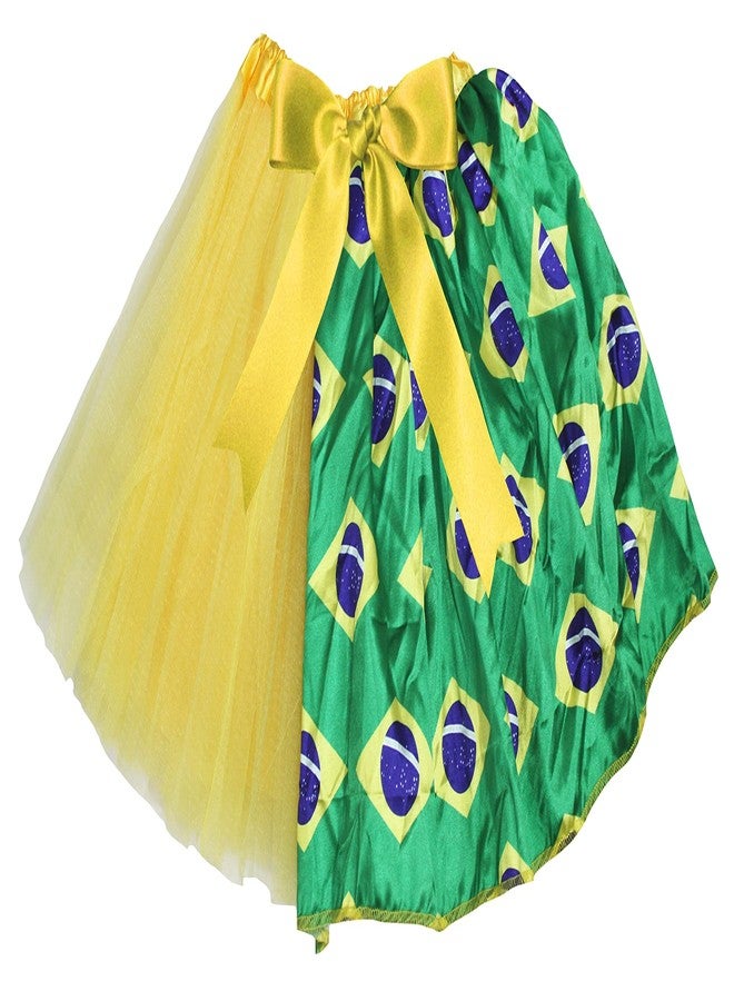 Petitebella Brazil Theme Girl Yellow/Flag Tulle Tutu Skirt 5-10 Years