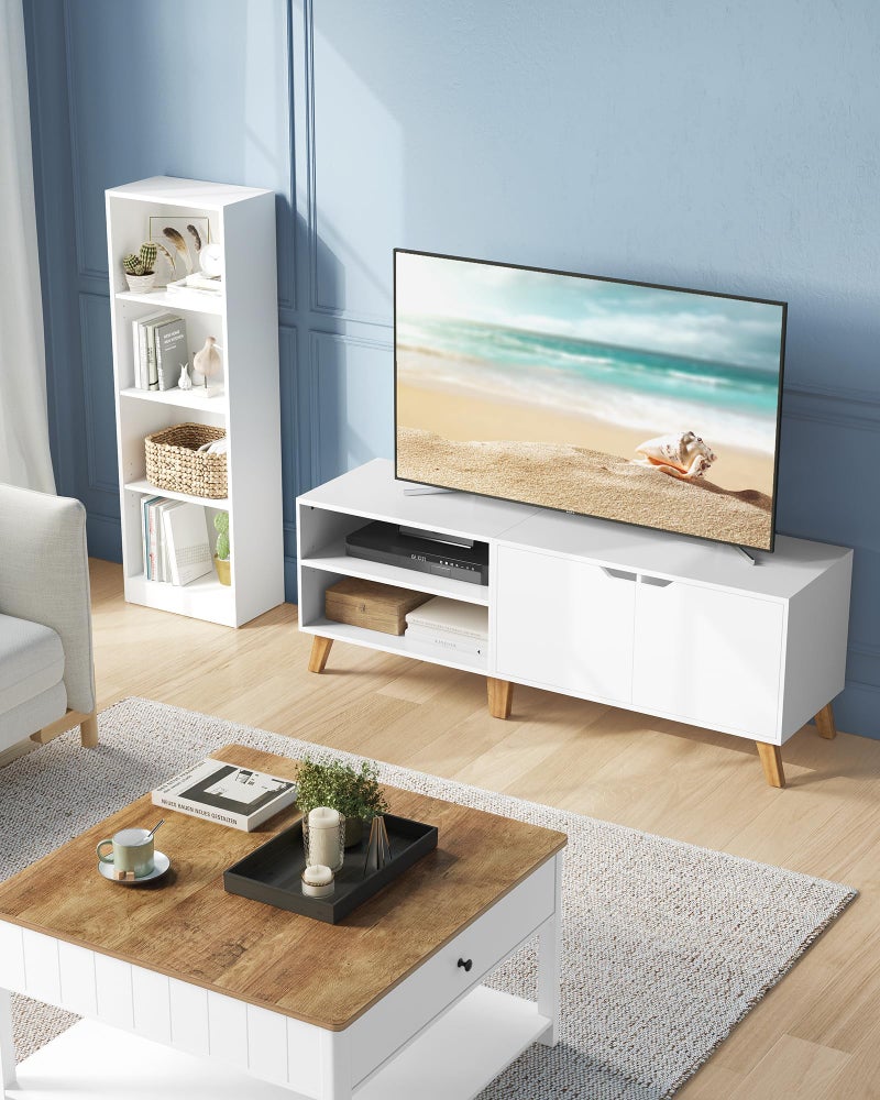 VASAGLE LTV027T46 TV Stand, 140 cm Long, with 2 Doors, Adjustable Shelf, for TVs up to 65 inches, Living Room, Dining Room and Bedroom, White - Image 4
