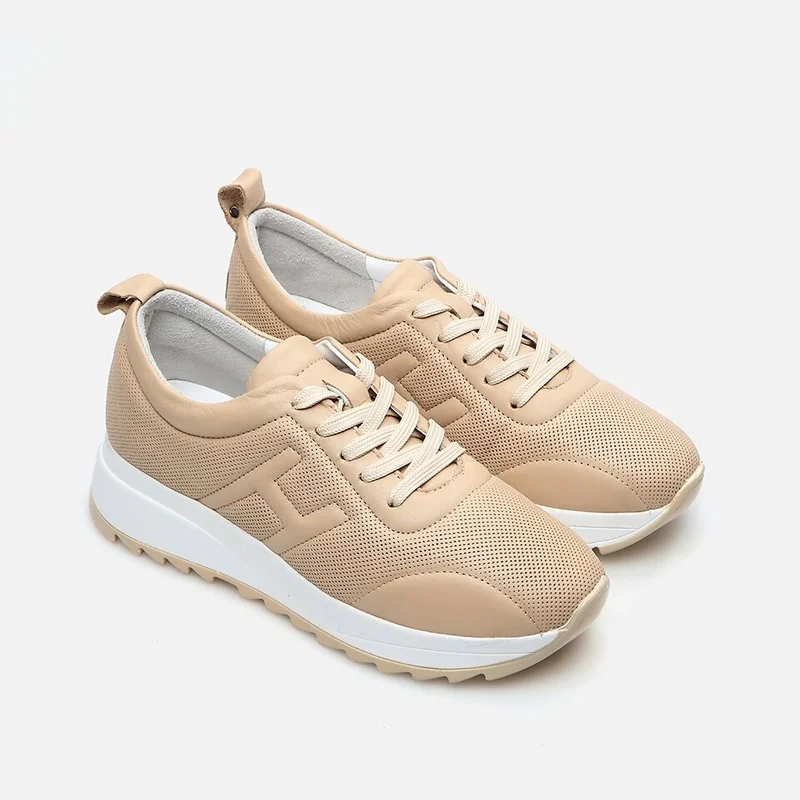 Hotiç 01AYH285960A310 GENUINE Leather Beige Women's Sports Shoes