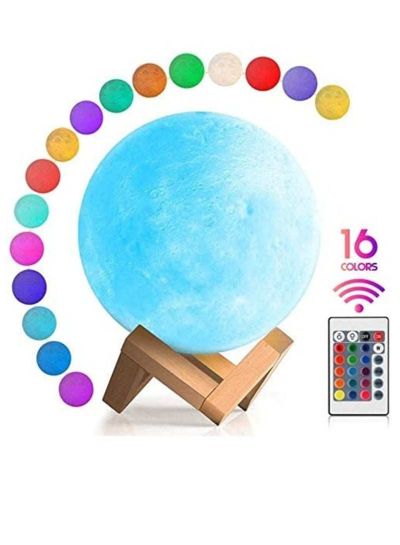ELTRAZONE 3D Printing Moon Lamp 16 Colors Moon Light 7.87 Inch Night Light for Kids Gift for Women USB Charging and Touch Control Brightness Lunar Lamp  - Image 2
