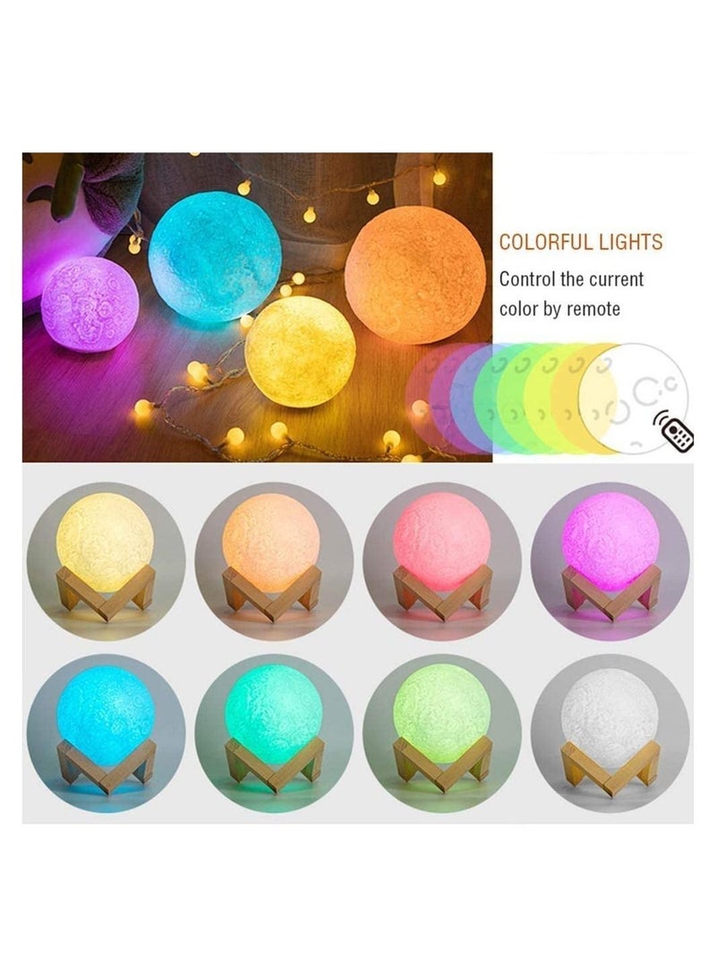 ELTRAZONE 3D Printing Moon Lamp 16 Colors Moon Light 7.87 Inch Night Light for Kids Gift for Women USB Charging and Touch Control Brightness Lunar Lamp  - Image 4