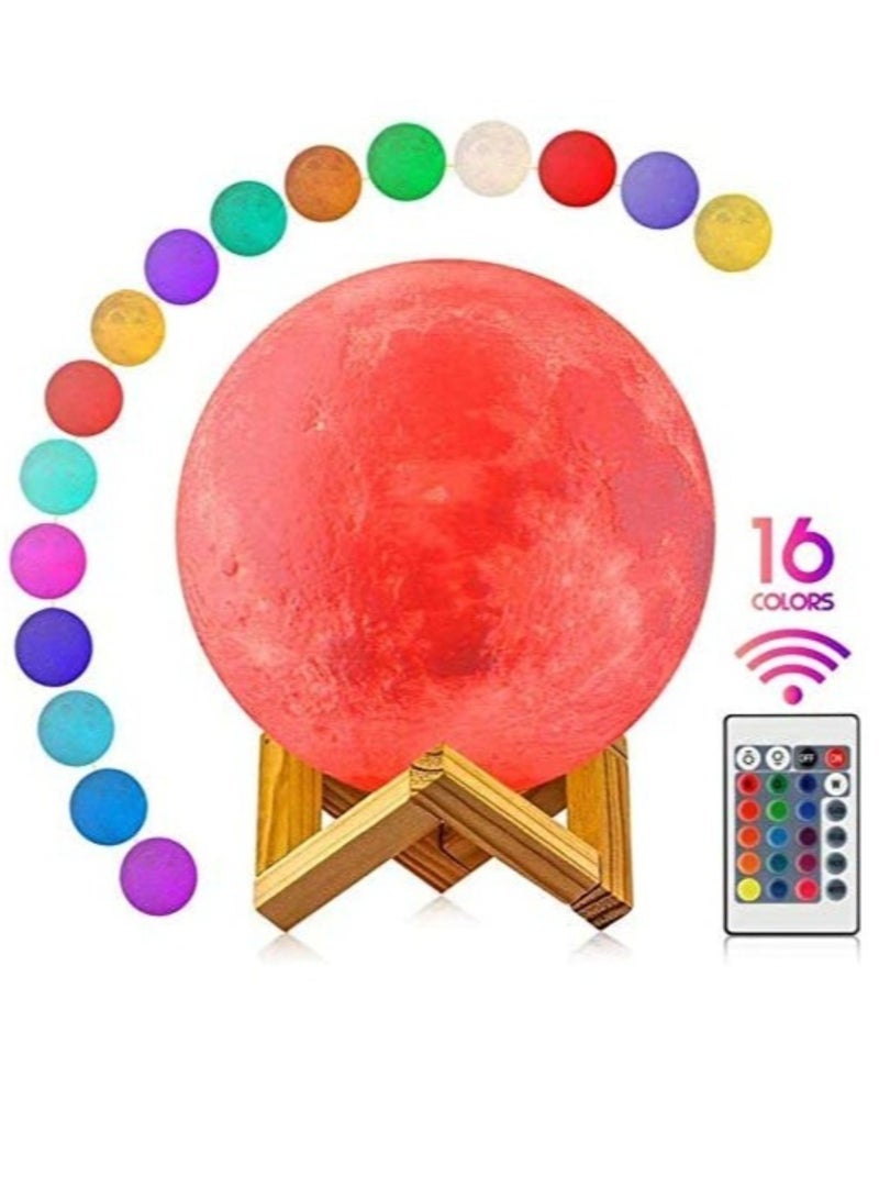 ELTRAZONE 3D Printing Moon Lamp 16 Colors Moon Light 7.87 Inch Night Light for Kids Gift for Women USB Charging and Touch Control Brightness Lunar Lamp  - Image 3