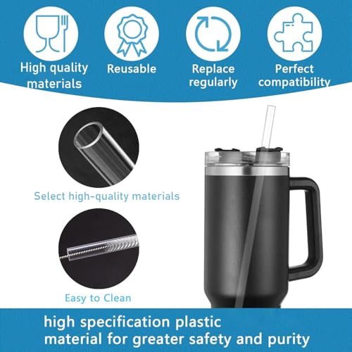 NUDFSY 9PCS Stanley Cup Accessories Set - Replacement Straws, Reusable Drinking Straws, Silicone Anti-Spill Stopper With Straw Cover - Image 5