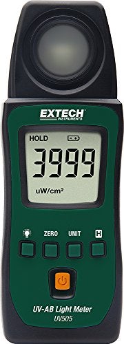 Extech UV505 Pocket UV-AB Light Meter - Compact Portable UVA/UVB Meter, Measures UV Intensity, Peak Hold, Min/Max, Backlit LCD, Field & Laboratory Sunlight Monitoring - Image 3