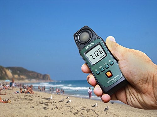 Extech UV505 Pocket UV-AB Light Meter - Compact Portable UVA/UVB Meter, Measures UV Intensity, Peak Hold, Min/Max, Backlit LCD, Field & Laboratory Sunlight Monitoring - Image 2