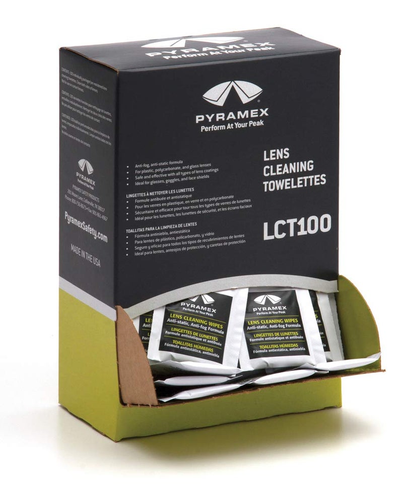 PYRAMEX Pyramex Safety Individually Packaged Lens Cleaning Towelettes, No Streaks, 100 Piece 