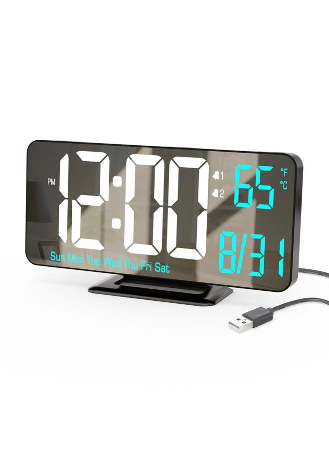 KOSUMOSU Digital Alarm Clock 6.7in Black Clock for Bedroom, Dual Alarm, Date, Seconds,Day of Week,12/24h,Dimming, Temp, Desk Clock, LED Clock for Living Room, Calendar Digital Clock Large Display - Image 1