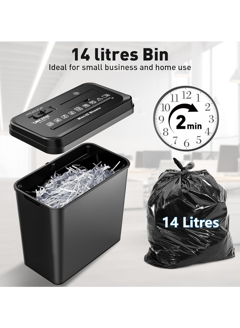 SINCHER Paper Shredder Strip Cut 12-Sheet Paper and Credit Card Shredder CD & Credit Card Shredder - Durable & Fast - Jam Proof System  - Image 3