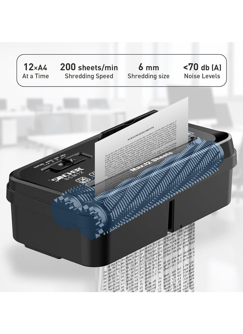 SINCHER Paper Shredder Strip Cut 12-Sheet Paper and Credit Card Shredder CD & Credit Card Shredder - Durable & Fast - Jam Proof System  - Image 5