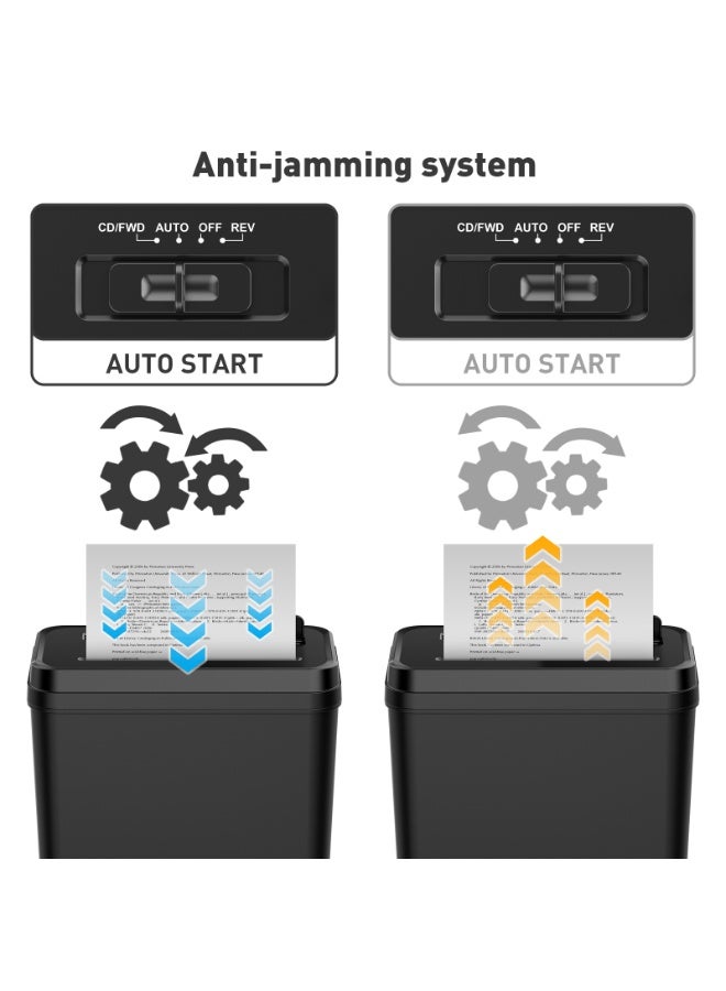 سنشر آلة تمزيق ورق تقطع 12 ورقة، مناسبة للمنزل والمكتب، مع حاوية نفايات سعة 14 لترًا، سريعة ومتينة لتمزيق المستندات وبطاقات الائتمان والأقراص المدمجة والبريد والكرتون، مستوى أمان P-2 - Image 2
