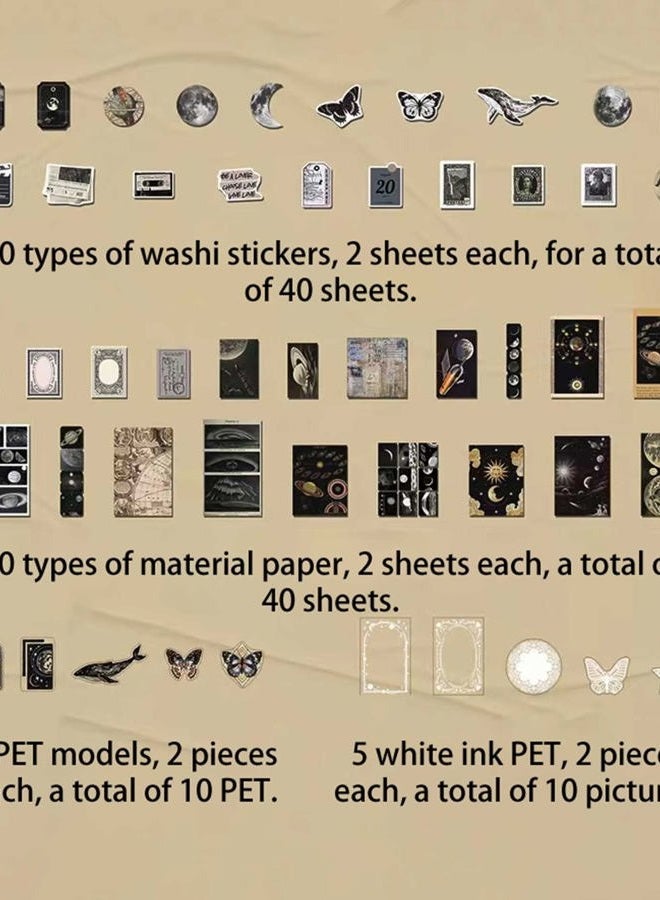 ZMLSED Vintage Ephemera Scrapbook Stickers,100 Pieces Star Universe Bundle Junk Journal Kit Supplies Material Paper Pack Decorative Aesthetic for Craft Art Bullet Junk Journal Planner Notebook Collage Album - Image 4