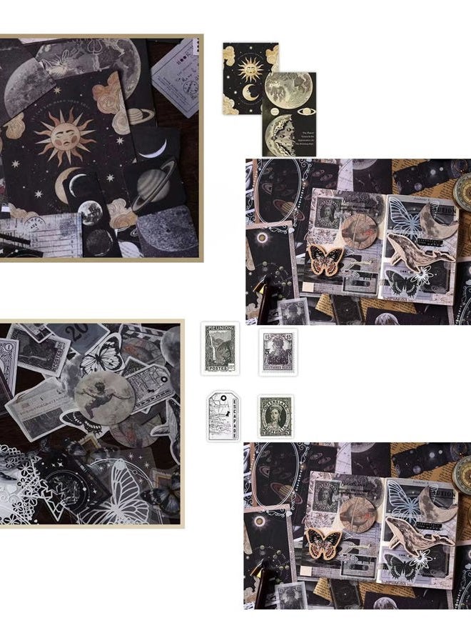 ZMLSED Vintage Ephemera Scrapbook Stickers,100 Pieces Star Universe Bundle Junk Journal Kit Supplies Material Paper Pack Decorative Aesthetic for Craft Art Bullet Junk Journal Planner Notebook Collage Album - Image 5