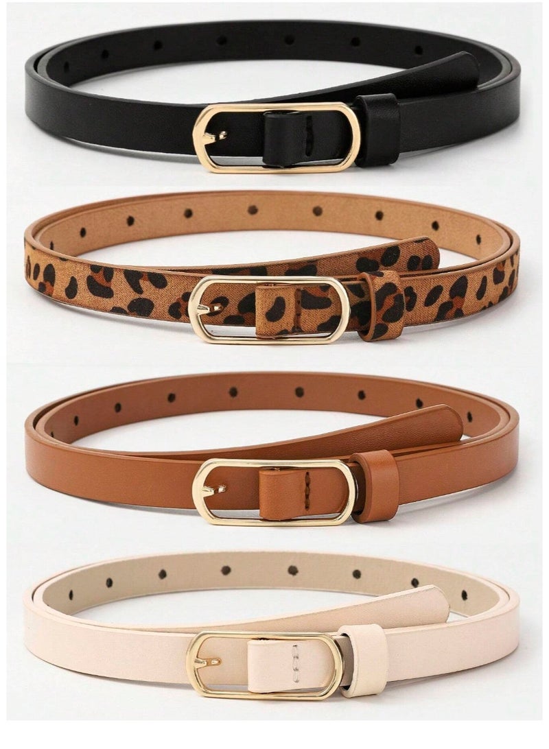 Shein 4 Pieces Of Oval Hook Buckle Buckles, Fashionable Decoration, Popular And Versatile, Suitable For Daily Use, Women's Suit Belts Halloween Summer, School Fall, Autumn, Halloween - Image 1