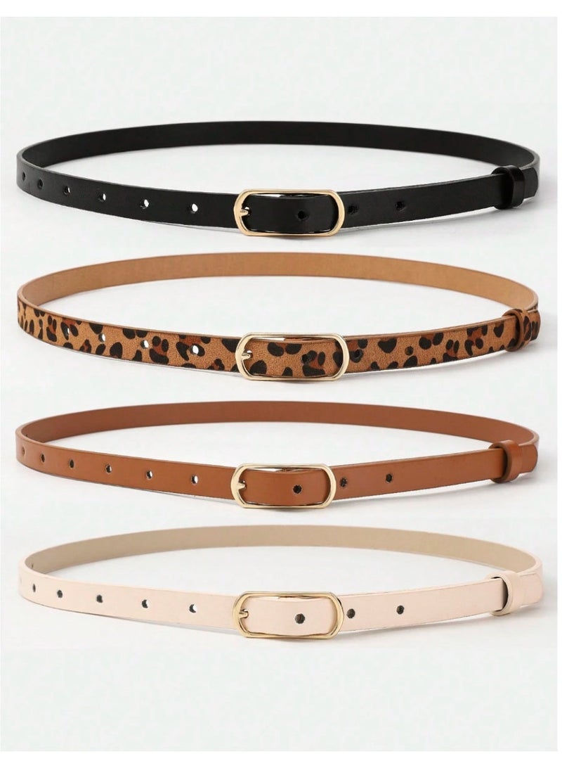 Shein 4 Pieces Of Oval Hook Buckle Buckles, Fashionable Decoration, Popular And Versatile, Suitable For Daily Use, Women's Suit Belts Halloween Summer, School Fall, Autumn, Halloween - Image 4