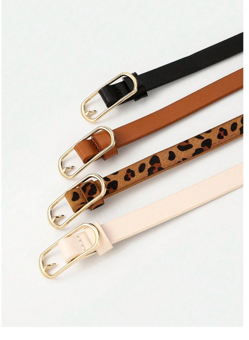 Shein 4 Pieces Of Oval Hook Buckle Buckles, Fashionable Decoration, Popular And Versatile, Suitable For Daily Use, Women's Suit Belts Halloween Summer, School Fall, Autumn, Halloween - Image 3