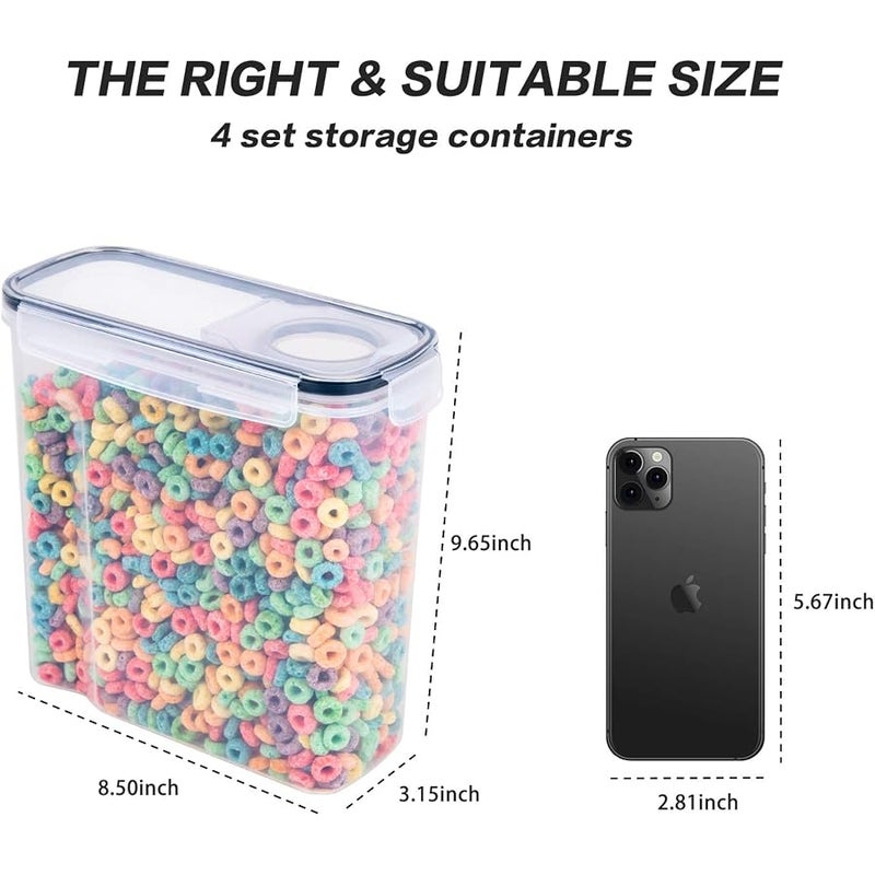 FOOYOO Cereal Containers Storage Set - 4 Piece Airtight Large Dry Food Storage Containers(135.2oz), BPA Free Dispenser Plastic Cereal Storage Containers with 16 Labels & Pen - - Image 5
