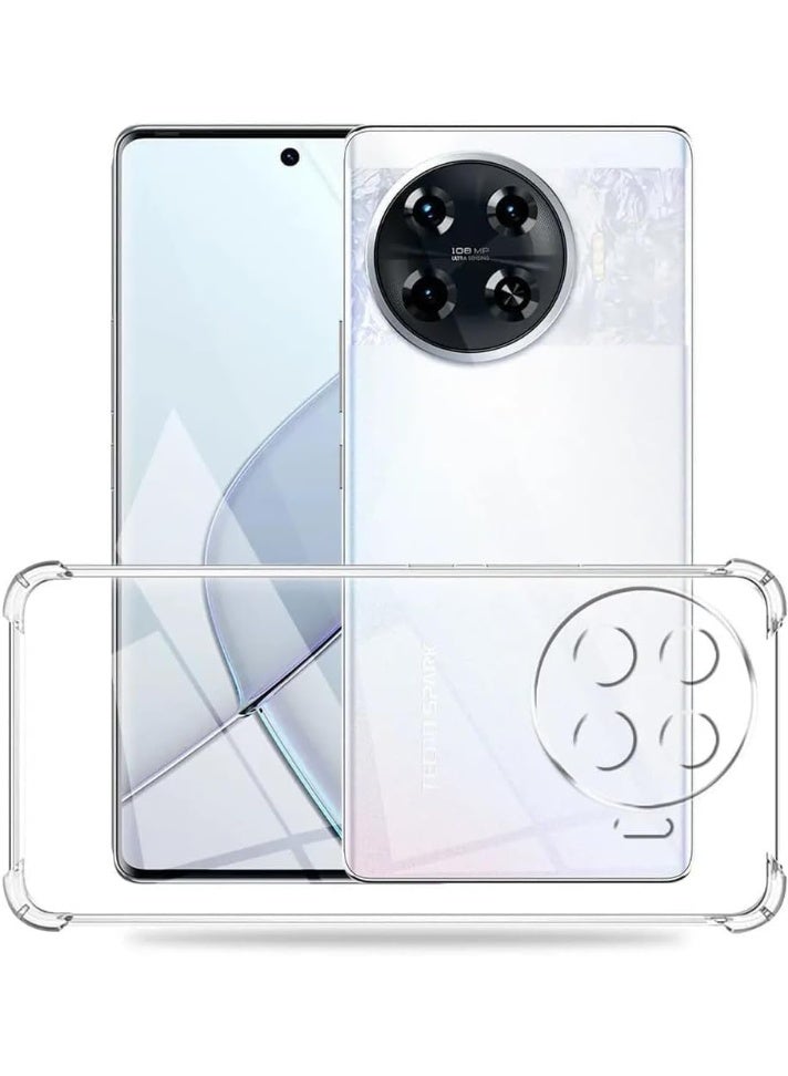 جراب متوافق مع هاتف Tecno Spark 20 Pro Plus، غطاء شفاف من السيليكون (TPU) مقاوم للصدمات، مزود بحماية للكاميرا وزوايا معززة ضد الصدمات - شفاف. - Image 5