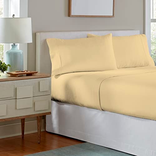 Pointehaven 200 GSM Flannel Sheet Set, Twin X-Large, Solid, Straw - Image 2