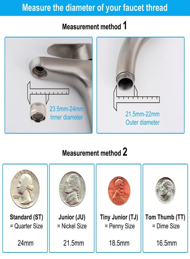 Hibbent NSF/ANSI/CAN 61 Certified 360 Degree Swivel Sink Faucet Aerator, CUPC Certification Big Angle Water Saving Dual Function Kitchen Faucet Aerator,55/64 Inch Female Thread, Brushed-Nickel - Image 4
