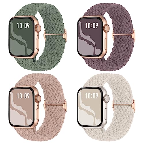Suitisbest Braided Stretchy Solo Loop Compatible for Apple Watch Band 38mm 40mm 41mm 42mm 44mm 45mm 46mm 49mm for Women Men, Nylon Elastic Straps Wristbands for iWatch Series 10 9 8 7 6 SE 5 4 3 2 Ultra Ultra 2 - Image 1