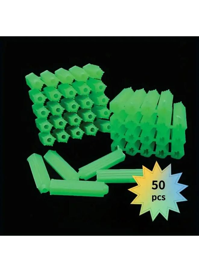 50 قطعة أنبوب تمديد بلاستيكي أخضر مقاس M8، مرابط حائط متينة مقاومة للاهتراء للاستخدام الداخلي والخارجي - Image 1