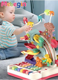 MEBEGIN 7 in 1 Early Education Toys with Keyboard,Animal Adventure Plastic Toy,Educational Piano and Bead Maze Pounding for Baby Birthday Gift  - Image 1