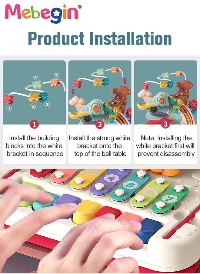 MEBEGIN - 7 in 1 Early Education Toys with Keyboard,Animal Adventure Plastic Toy,Educational Piano and Bead Maze Pounding for Baby Birthday Gift - Image 1