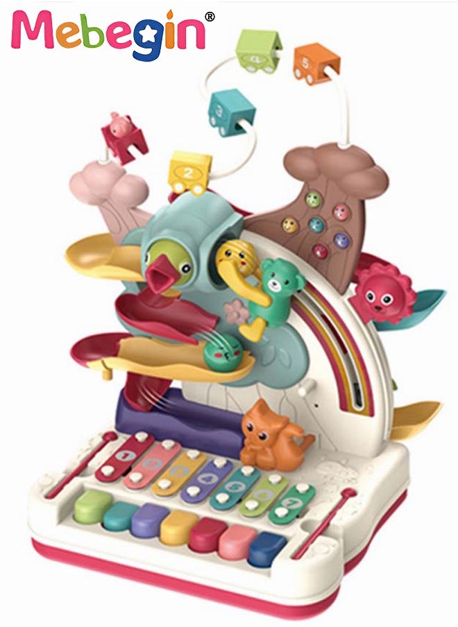 MEBEGIN - 7 in 1 Early Education Toys with Keyboard,Animal Adventure Plastic Toy,Educational Piano and Bead Maze Pounding for Baby Birthday Gift - Image 1