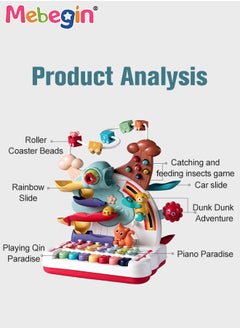 MEBEGIN 7 in 1 Early Education Toys with Keyboard,Animal Adventure Plastic Toy,Educational Piano and Bead Maze Pounding for Baby Birthday Gift  - Image 3