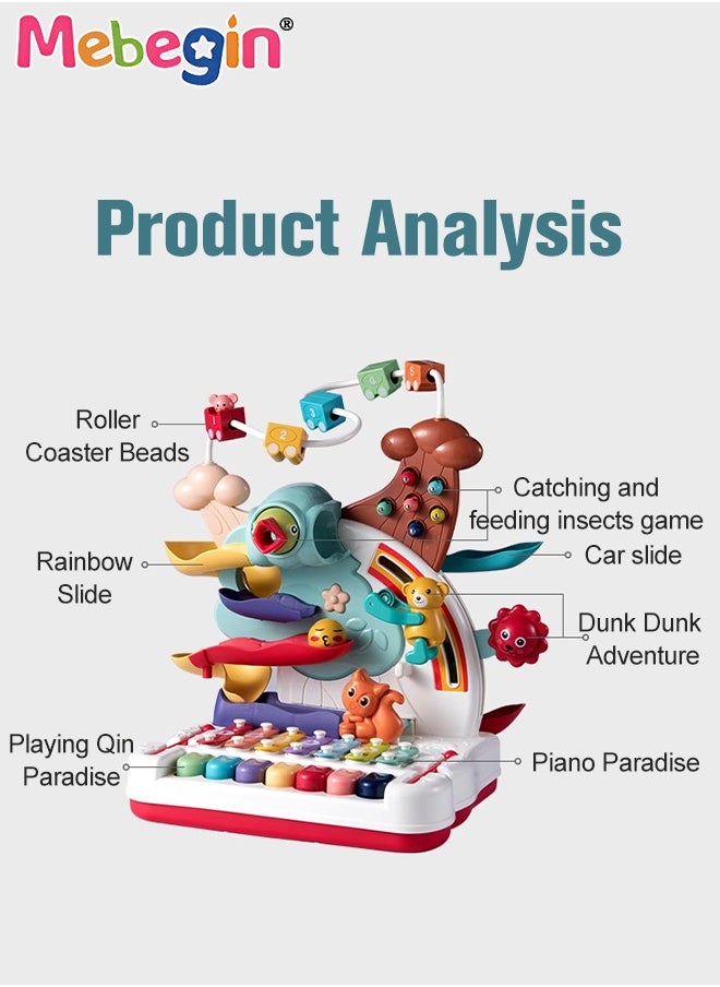 MEBEGIN - 7 in 1 Early Education Toys with Keyboard,Animal Adventure Plastic Toy,Educational Piano and Bead Maze Pounding for Baby Birthday Gift - Image 1