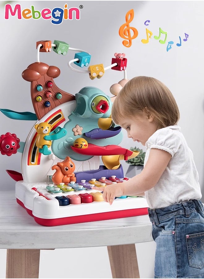 MEBEGIN - 7 in 1 Early Education Toys with Keyboard,Animal Adventure Plastic Toy,Educational Piano and Bead Maze Pounding for Baby Birthday Gift - Image 1