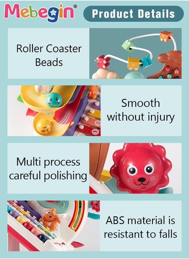 MEBEGIN - 7 in 1 Early Education Toys with Keyboard,Animal Adventure Plastic Toy,Educational Piano and Bead Maze Pounding for Baby Birthday Gift - Image 1