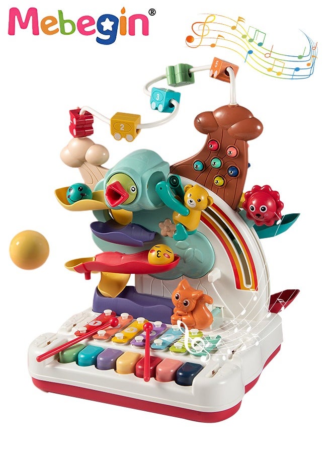 MEBEGIN - 7 in 1 Early Education Toys with Keyboard,Animal Adventure Plastic Toy,Educational Piano and Bead Maze Pounding for Baby Birthday Gift - Image 1