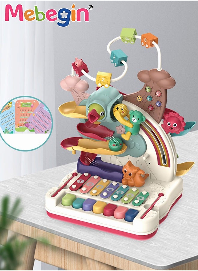 MEBEGIN - 7 in 1 Early Education Toys with Keyboard,Animal Adventure Plastic Toy,Educational Piano and Bead Maze Pounding for Baby Birthday Gift - Image 1