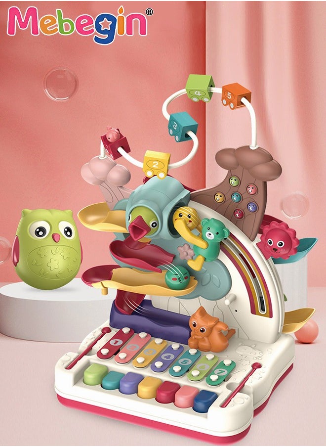 MEBEGIN - 7 in 1 Early Education Toys with Keyboard,Animal Adventure Plastic Toy,Educational Piano and Bead Maze Pounding for Baby Birthday Gift - Image 1
