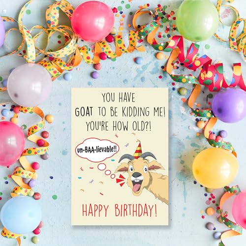 Cheerin Happy Birthday Card for Him or Her - Funny Goat Birthday Card - Hilarious Gag Gift for Men Women Girlfriend Boyfriend Husband Wife - Image 4