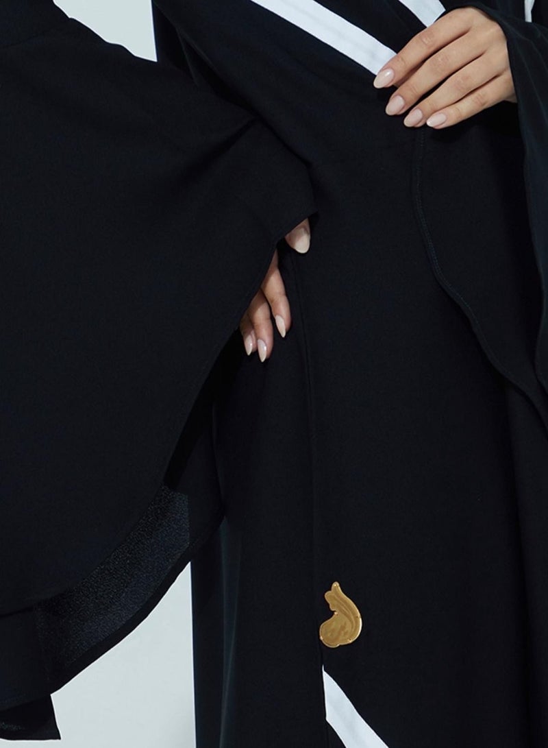 روزيت عباية عباية أنيقة على الطراز الفرنسي تتميز بخط تصميم أبيض أنيق للتباين - Image 2