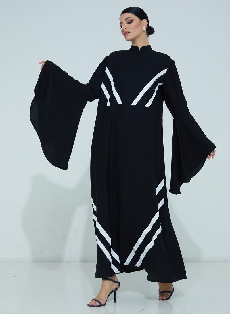 روزيت عباية عباية أنيقة على الطراز الفرنسي تتميز بخط تصميم أبيض أنيق للتباين - Image 4